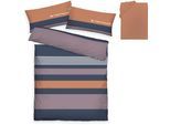 Bettwäsche TOM TAILOR HOME "Carl in Gr. 135x200 oder 155x220 cm", blau (navy, mauve), B/L: 135cm x 200cm, 1 Stk., 1 Stk., Renforcé, B/L: 80cm x 40cm, 3 Stk., Renforcé, Obermaterial: 100% Baumwolle, Bettwäsche, Bettwäsche, mit GRATIS-Zugabe: Spannbettlaken, 100% Baumwolle, mit Reißverschluss