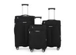 Zwarte zachte koffer met 8 wielen, reistas, TSA Light handbagage