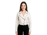 Dames wit cropped Brando leren bikerjack - Bellville