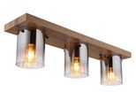 GLOBO LIGHTING Deckenleuchte "UNDERWOOD", braun (holzoptik dunkel), H: 18cm, 1 Stk., Leuchten, Deckenlampe Wohnzimmer-Leuchte Schlafzimmer-Leuchte Flur Küche, Deckenleuchte