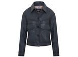 Marineblauw retro leren bikerjack voor dames - Kopervik