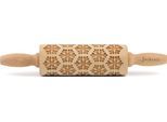 Teigroller FOLKROLL "3D-Motiv-Teigrolle", braun, L:23cm, Massivholz, Teigroller, Schneeflocken