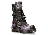 New Rock Flame geaccentueerde zwart/rode leren biker-schedellaarzen - M-591-S5