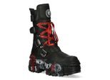 New Rock halfhoge punk lederen laarzen-WALL028B-C1