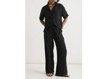 Schwarze Hose mit weitem Bein und elastischer Taille