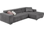 Ecksofa DIE PLANBAR "MP-IN15053 L-Form schmaler Schenkel", grau (anthrazit), B:303cm H:75cm T:190cm, 88% Polyester; 12% Polyamid, Sofas, Ecksofa, wahlweise mit Kopfteilverstellung und manueller Vorziehbank