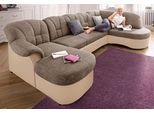 Wohnlandschaft DOMO COLLECTION "FLORES 293x180x86 cm, hochwertig, komfortabel, U-Form", braun (creme, beige, braun), B:293cm H:86cm T:180cm, NaturLEDER (echtes Rindsleder) in Sitz und Rücken. Korpus in passendem Kunstleder SOFTLUX bezogen;Microfaser PRIMABELLE (100% Polyester) / Struktur ( 100% Polyester );Kunstleder SOFTLUX / Struktur ( 90% Polyester, 10% Polyacryl ), Sofas, Wohnlandschaft, wahlw