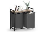 Boxxx Wäschekorb, Grau, Eiche, Metall, Textil, Holzwerkstoff, 92 L, rechteckig, 73x72x33 cm, Tragegriffe, Ordnen & Aufbewahren, Wäschekörbe & Tonnen