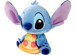 Plüschfigur SIMBA "Disney Stitch mit Pizza, 25cm", blau, Plüschfiguren, KinderH:25cm, Plüschfigur, H:25cm