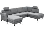Wohnlandschaft DIE PLANBAR "ZE-EM18013 U-Form, Breite 305 cm", milan silber, B:305cm H:90cm T:200cm, 100% Polyester, Sofas, Wohnlandschaft, wahlweise mit Kopfstützen und Liegearmlehne