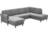 Wohnlandschaft DIE PLANBAR "ZE-EM18013 U-Form, Breite 305 cm", grau (milan silber), B:305cm H:90cm T:200cm, 100% Polyester, Sofas, Wohnlandschaft, wahlweise mit Kopfstützen und Liegearmlehne