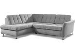 Ecksofa DIE PLANBAR "MP-IN20016 L-Form mit Federkern-Polsterung", silber, B:242cm H:87cm T:116cm, 100% Polyester, Sofas, Ecksofa, wahlweise mit Kopfstützen und Bettfunktion, mit Federkern-Polsterung