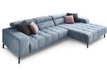 Ecksofa DIE PLANBAR "MP-IN18022 L-Form", blau (aqua), B:321cm H:74cm T:190cm, 100% Polyester, Sofas, Ecksofa, mit Kopfteilverstellung & Zierkissen, optional Sitztiefenverstellung