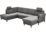 Wohnlandschaft DIE PLANBAR "ZE-EM18013 U-Form, Breite 305 cm", grau (milan grau), B:305cm H:90cm T:200cm, 100% Polyester, Sofas, Wohnlandschaft, wahlweise mit Kopfstützen und Liegearmlehne