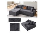 Juskys Sofa Coredo Links - Ecksofa 3 Sitzer, Couch in L Form mit Ottomane - Cord in Dunkelgrau