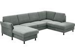 Wohnlandschaft DIE PLANBAR "ZE-EM18013 U-Form, Breite 305 cm", milan steel, B:305cm H:90cm T:200cm, 100% Polyester, Sofas, Wohnlandschaft, wahlweise mit Kopfstützen und Liegearmlehne