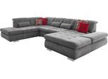 Wohnlandschaft DIE PLANBAR "MP-IN17004 U-Form, Breite 382 cm, weitere Funktionen wählbar", grau, B:382cm H:84cm T:124cm, 100% Polyester, Sofas, Wohnlandschaft, Kaltschaum-Polsterung, inkl. Sitztiefenverstellung