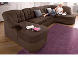 Wohnlandschaft DOMO COLLECTION "FLORES 293x180x86 cm, hochwertig, komfortabel, U-Form", braun (braun, dunkelbraun), B:293cm H:86cm T:180cm, NaturLEDER (echtes Rindsleder) in Sitz und Rücken. Korpus in passendem Kunstleder SOFTLUX bezogen;Microfaser PRIMABELLE (100% Polyester) / Struktur ( 100% Polyester );Kunstleder SOFTLUX / Struktur ( 90% Polyester, 10% Polyacryl ), Sofas, Wohnlandschaft, wahlw.