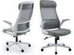 Bürostuhl OTTO HOME "Menton, ergonomischer Schreibtischstuhl", grau (grau, weiß), B:68cm H:119cm T:72cm, Stühle, Bürostuhl, inkl. Kopfkissen, Lendenwirbelstütze, modernes Design