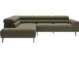 Ecksofa "Tossa, Modernes Design trifft smarte Funktione, Breite 273 cm", oliv, B:276cm H:71cm T:219cm, 100% Polyester, SCHÖNER WOHNEN-KOLLEKTION, Sofas, Ecksofa, Motorischer Sitzvorzug, Kopfteil-Funktion & Saugroboter-Höhe