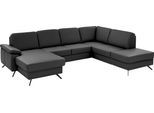 Wohnlandschaft DIE PLANBAR "PN-EM15047 U-Form, ohne Kopfstützen", grau (anthrazit), B:309cm H:88cm T:235cm, Sofas, Wohnlandschaft, Echtleder, wahlweise mit Bettfunktion u. Stauraum
