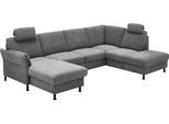 Wohnlandschaft DIE PLANBAR "ZE-EM18013 U-Form, Breite 305 cm", milan grau, B:305cm H:90cm T:200cm, 100% Polyester, Sofas, Wohnlandschaft, wahlweise mit Kopfstützen und Liegearmlehne