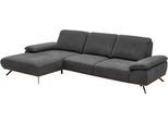 Ecksofa DIE PLANBAR "PN-EM18063 L-Form", grau (graphit), B:322cm H:89cm T:187cm, Sichtrahmen: Aus Spannplatte mit augesetzten Weildeiche funiert, Sofas, Ecksofa, wahlweise mit echt bezogenem Rücken und Sitztiefenverstellung