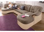 Wohnlandschaft DOMO COLLECTION "FLORES 293x180x86 cm, hochwertig, komfortabel, U-Form", braun (creme, beige, braun), B:293cm H:86cm T:180cm, NaturLEDER (echtes Rindsleder) in Sitz und Rücken. Korpus in passendem Kunstleder SOFTLUX bezogen;Microfaser PRIMABELLE (100% Polyester) / Struktur ( 100% Polyester );Kunstleder SOFTLUX / Struktur ( 90% Polyester, 10% Polyacryl ), Sofas, Wohnlandschaft, wahlw