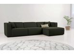 Ecksofa OTTO HOME "Tammie", grün (khaki), B:312cm H:73cm T:154cm, 100% Polyester, Sofas, Ecksofa, Breite 312 cm, Webstoff fein, bodentief, mit Wellenunterfederung