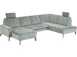 Wohnlandschaft DIE PLANBAR "ZE-EM20028 U-Form, Breite 332 cm", amira salbei, B:332cm T:220cm, 100% Polyester, Sofas, Wohnlandschaft, wahlweise mit Kopfstützen und Sitztiefenverstellung