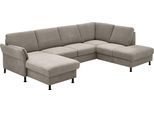 Wohnlandschaft DIE PLANBAR "ZE-EM18013 U-Form, Breite 305 cm", milan beige, B:305cm H:90cm T:200cm, 100% Polyester, Sofas, Wohnlandschaft, wahlweise mit Kopfstützen und Liegearmlehne