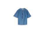 TOM TAILOR Damen Bluse mit Quasten, blau, Uni, Gr. 38