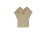 TOM TAILOR Damen T-Shirt mit V-Ausschnitt, grün, Uni, Gr. M