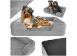 tectake® Orthopädisches Hundebett, mit abnehmbarem, wasserdichtem Plüschbezug, rutschfeste Unterseite, waschbar