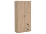 P & B , Eichefarben , Holzwerkstoff , 4 Fächer , 3 Schublade(n) Schubladen , 98.5x200.4x49.8 cm , FSC L1, Made in Denmark ,