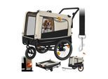 tectake® Hundeanhänger, 3in1 multifunktional, gefedert, Belastbarkeit 40 kg, 240 Liter, inklusive Reflektoren, Leine und Warnfahne