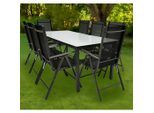 Gardenson , Metall, Glas, Textil , rechteckig , Stühle klappbar , Gartenmöbel, Gartenmöbel-Sets, Gartengarnituren