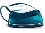 PHILIPS Dampfbügelstation "GC7844/20 PerfectCare Compact", blau (blau, weiß), Dampfbügelstationen, 2.400 Watt, OptimalTemp, 400 gr Dampfstoß