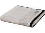 Duschtücher MÖVE "Eden Biesenbordüre", beige (natur), B:80cm L:150cm, Walkfrottier, Obermaterial: 80% Baumwolle, 20% Leinen, Handtücher, mit Lederetikett