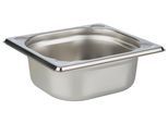 Aufbewahrungssystem APS "GN 1/6 Behälter 17,6 x 16,2 cm", silber (silberfarben), B:16,2cm H:6,5cm L:17,6cm, Edelstahl, Lebensmittelaufbewahrungsbehälter, Gastronorm-Behälter, zum Anrichten und Lagern von Speisen