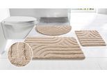 Badematte OTTO HOME "Sanremo Scandi, Badvorleger, Badezimmer Teppich, Duschvorleger" Gr. 4, beige (sand), H:20mm, Polyester, Badematten, Badematte, Badteppich, Uni Farben, Hoch-Tief-Effekt, modernes Muster, Boho