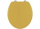 WC-Sitz WENKO "Prima", gelb, B:37cm H:4,2cm L:41cm, WC-Sitze, matt, aus MDF, feuchtigkeitsresistent, Edelstahlbefestigung