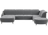 Wohnlandschaft SIT & MORE "Blues U-Form", grau (stone), B:356cm H:93cm T:249cm, 100% Polyester, Sofas, Wohnlandschaft, inkl. Kopfteilverstellung, wahlweise mit Klapptisch und USB