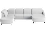 Wohnlandschaft SIT & MORE "Blues U-Form", silber, B:356cm H:93cm T:249cm, 100% Polyester, Sofas, Wohnlandschaft, inkl. Kopfteilverstellung, wahlweise mit Klapptisch und USB