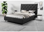 Polsterbett HOME AFFAIRE "Maxime, in 4 Breiten bis 200cm, auch in Leder", schwarz, B:196cm H:105cm L:254cm, 96% Polyester, 4% Polyacryl, Betten, Polsterbett, Kopfteilhöhe 143 cm, belastbar bis 280 kg, auch in Überlänge 220cm