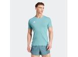 Laufshirt ADIDAS PERFORMANCE "ADIZERO E TEE", Herren, Gr. XXL, powder teal, Obermaterial: 100% Polyester, normal, Rundhals, Shirts Laufshirt