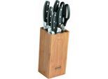 Messerblock RÖSLE "Cuisine", braun (braun, schwarz), Messerblöcke, Messerblock, aus Bambusholz mit 5 Messern und Küchenschere, Klingenspezialstahl