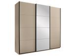 Carryhome Schwebetürenschrank , Kaschmir , Glas, Holzwerkstoff , 5 Fächer , 3 Schublade(n) Schubladen , 215x204x63 cm , Schrankfront mit Spiegel , Schlafzimmer, Komplette Schlafzimmer und Serien, Schlafzimmerserien