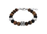 Armband AMOR "Kreuz", edelstahlfarben, schwarz, braun, schwarz, braun, Armbänder, Herren, 22cm, Edelstahl, Armband, mit Achat