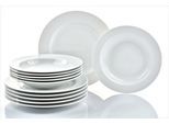 Tafelservice RETSCH ARZBERG "Teller Set, HEIKE WEISS, Geschirr-Set 12-teilig, aus Porzellan, rund", weiß, 12 Stk., Porzellan, Geschirr-Sets, Tafelservice, Tafelgeschirr in zeitlosem Design - für jeden Anlass und jedes Alter